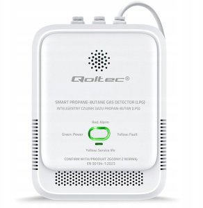Qoltec Czujnik wycieku gazu Propan-Butan | detektor LPG | alarm 85dB |  LED 4