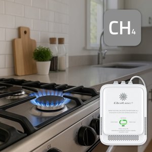 Qoltec Czujnik wycieku gazu ziemnego | detektor CH4 | NG | alarm 85dB | LED 2