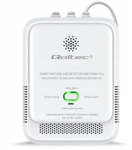 Qoltec Czujnik wycieku gazu ziemnego | detektor CH4 | NG | alarm 85dB | LED 4