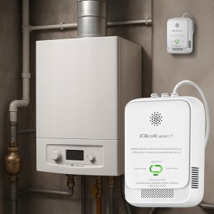 Qoltec Czujnik wycieku gazu ziemnego | detektor CH4 | NG | alarm 85dB | LED 5