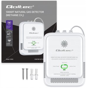 Qoltec Czujnik wycieku gazu ziemnego | detektor CH4 | NG | alarm 85dB | LED 8