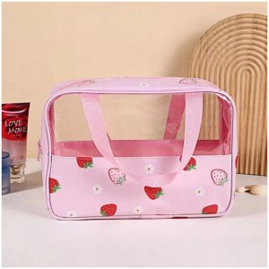 eCarla Ecarla Kosmetyczka rozkładana przenośna kuferek rozmiar M 31x10x20cm TRUSKAWKI KS148 5