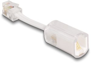 Delock DeLOCK Kabel telefoniczny RJ10 męski na żeński RJ10 z kablem połączeniowym 30 mm przezroczysty/biały 2