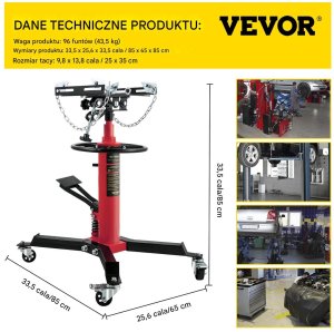 Vevor Podnośnik skrzyni biegów 600kg 2-stopniowy hydrauliczny teleskopowy serwis 2