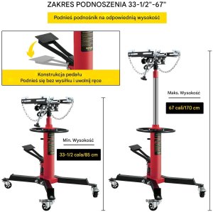 Vevor Podnośnik skrzyni biegów 600kg 2-stopniowy hydrauliczny teleskopowy serwis 3