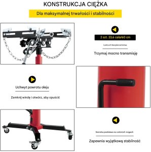 Vevor Podnośnik skrzyni biegów 600kg 2-stopniowy hydrauliczny teleskopowy serwis 6