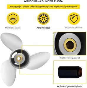 RCM-Pelikan Śruba napędowa do łodzi stalowa 3-łopatkowa 36 x 53 cm do napędu 6
