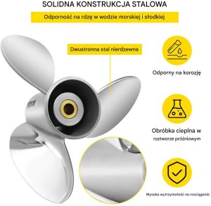 RCM-Pelikan Śruba napędowa do łodzi stalowa 3-łopatkowa 36 x 53 cm do napędu 7