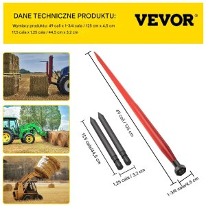 Trixie Widły do bel siana 125 cm 1360 kg szybki montaż do ładowacza 2