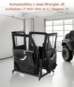 CarTech Inc Wózek na drzwi Jeep Wrangler JK JL JT 4 drzwi stojak garażowy 3
