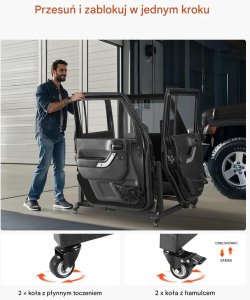 CarTech Inc Wózek na drzwi Jeep Wrangler JK JL JT 4 drzwi stojak garażowy 6