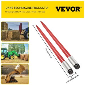 Trixie Widły do bel siana 99 cm 1360 kg para szybki montaż do ładowacza 2