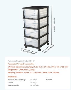 Unique Kontenerek szuflady plastikowe na kółkach 4 szuflady organizer biuro 2