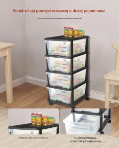 Unique Kontenerek szuflady plastikowe na kółkach 4 szuflady organizer biuro 3