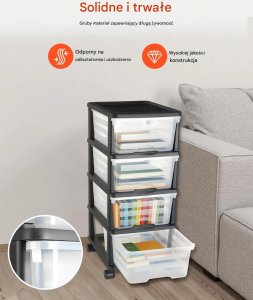 Unique Kontenerek szuflady plastikowe na kółkach 4 szuflady organizer biuro 4