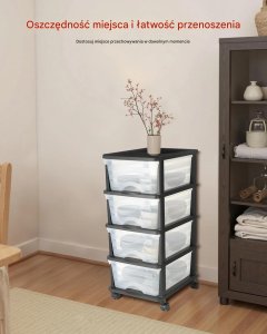 Unique Kontenerek szuflady plastikowe na kółkach 4 szuflady organizer biuro 5