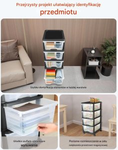 Unique Kontenerek szuflady plastikowe na kółkach 4 szuflady organizer biuro 6