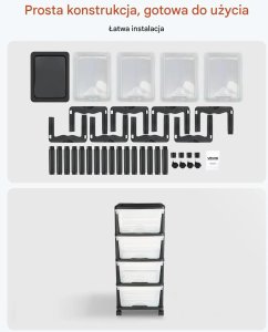 Unique Kontenerek szuflady plastikowe na kółkach 4 szuflady organizer biuro 7