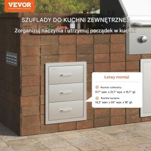 Ambiance Szuflady do kuchni ogrodowej BBQ potrójne stal nierdzewna grill 3