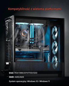 Chłodzenie wodne SilentiumPC Chłodzenie wodne CPU AIO 120mm LCD ARGB Intel AMD do PC gaming 7
