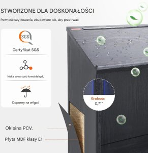 ModernHome Mównica pulpit stojący 119 cm półki kółka drewniana do szkoły biura 4