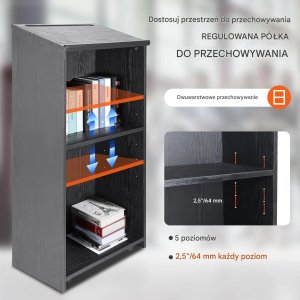 ModernHome Mównica pulpit stojący 119 cm półki kółka drewniana do szkoły biura 7