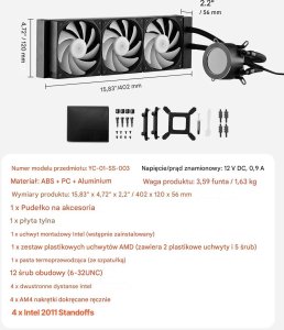 Chłodzenie wodne SilentiumPC Chłodzenie wodne CPU AIO 360mm LCD ARGB Intel AMD wydajne do PC gaming 2