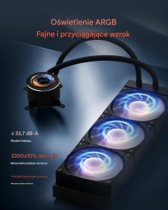 Chłodzenie wodne SilentiumPC Chłodzenie wodne CPU AIO 360mm LCD ARGB Intel AMD wydajne do PC gaming 5