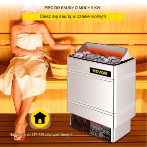 Vevor Piec do sauny elektryczny 9 kW ze sterownikiem zewnętrznym stal 3