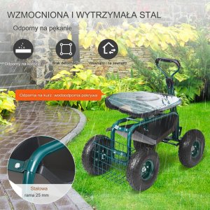 Ambiance Wózek ogrodowy siedzisko ogrodowe taboret ogrodowy na kółkach zielony 4