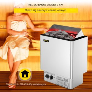 Vevor Piec do sauny elektryczny 9 kW, 380-415V, stal nierdzewna, montaż ścienny 7