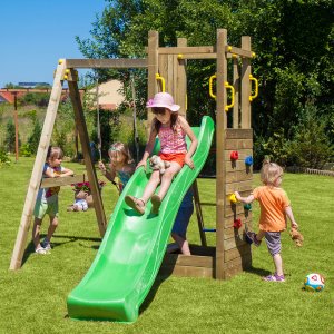Plum Plac zabaw drewniany DUMO Przytulny Zakątek 2 zjeżdżalnia 220 cm huśtawka 2