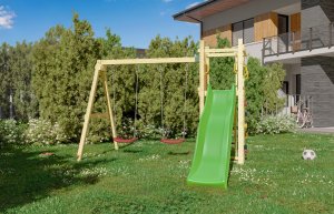 Plum Plac zabaw drewniany DUMO Przytulny Zakątek 3 ze zjeżdżalnią 220 cm i podwójną huśtawką 15