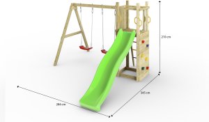 Plum Plac zabaw drewniany DUMO Przytulny Zakątek 3 ze zjeżdżalnią 220 cm i podwójną huśtawką 21