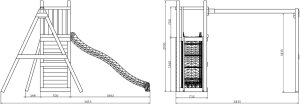 Plum Plac zabaw drewniany DUMO Przytulny Zakątek 3 ze zjeżdżalnią 220 cm i podwójną huśtawką 4