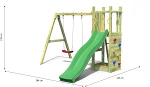 Plum Plac zabaw drewniany DUMO Przytulny Zakątek 3 ze zjeżdżalnią 220 cm i podwójną huśtawką 5
