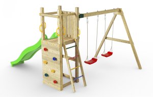 Plum Plac zabaw drewniany DUMO Przytulny Zakątek 3 ze zjeżdżalnią 220 cm i podwójną huśtawką 7