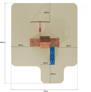 Plum Plac zabaw drewniany DUMO Ogródkowy Raj 3 ze zjeżdżalnią 220 cm i huśtawką 12