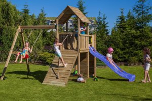 Plum Plac zabaw drewniany DUMO Ogródkowy Raj 3 ze zjeżdżalnią 220 cm i huśtawką 5