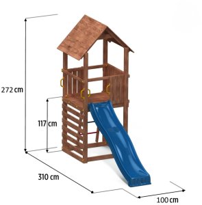 Plum Plac zabaw drewniany DUMO Ogródkowy Raj 1 ze zjeżdżalnią 220 cm dla dzieci 3