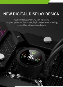 Chłodzenie wodne GameMax GameMax ICEBURG 360 DIGITAL BK system chłodzenia komputerów Procesor Chłodnica cieczy all-in-one 12 cm Czarny 1 szt. 7