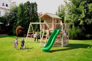 Plum Plac zabaw drewniany DUMO Mały Marynarz z domkiem, huśtawkami i zjeżdżalnią 8
