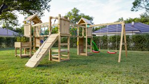 Plum Plac zabaw drewniany DUMO Piracka Przystań z huśtawkami i zjeżdżalnią 7