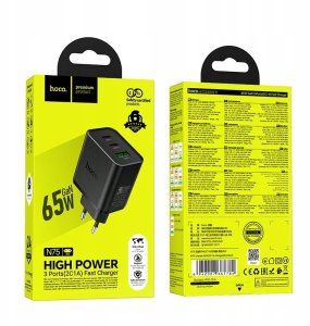 Ładowarka Hoco Ładowarka sieciowa do telefonu Hoco 2x USB C + USB A QC3.0 PD 3A 65W N75 czarna 9