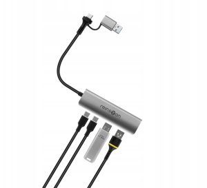 HUB USB Hub USB Reinston EHUB07 Szary 4w1 pasywny USB 3.1 / USB-C 3