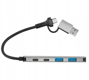 HUB USB Hub USB Reinston EHUB07 Szary 4w1 pasywny USB 3.1 / USB-C 4