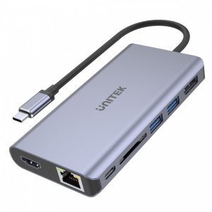 HUB USB Unitek USB-C - 2x USB 3.1 HDMI DP RJ-45 czytnik SD 5