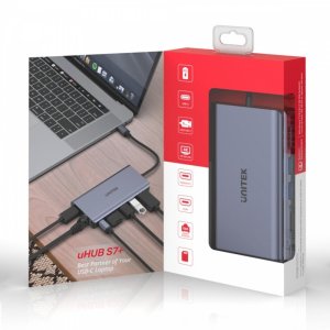 HUB USB Unitek USB-C - 2x USB 3.1 HDMI DP RJ-45 czytnik SD 6