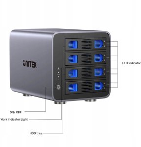 Macierz dyskowa Unitek Obudowa RAID do dysku SATA 2.5''/3.5'' 8 trybów 80TB USB-C 6