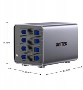 Macierz dyskowa Unitek Obudowa RAID do dysku SATA 2.5''/3.5'' 8 trybów 80TB USB-C 8